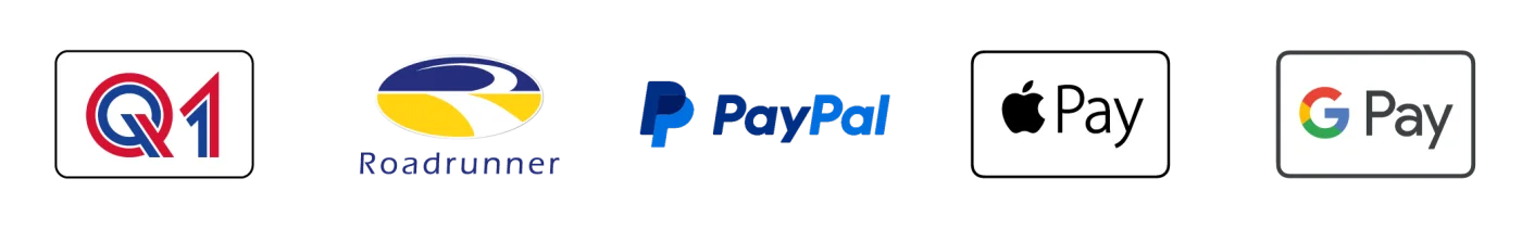 Akzeptierte Zahlungsmittel: Apple Pay, Google Pay, PayPal, Roadrunner, DKV, Q1 Card