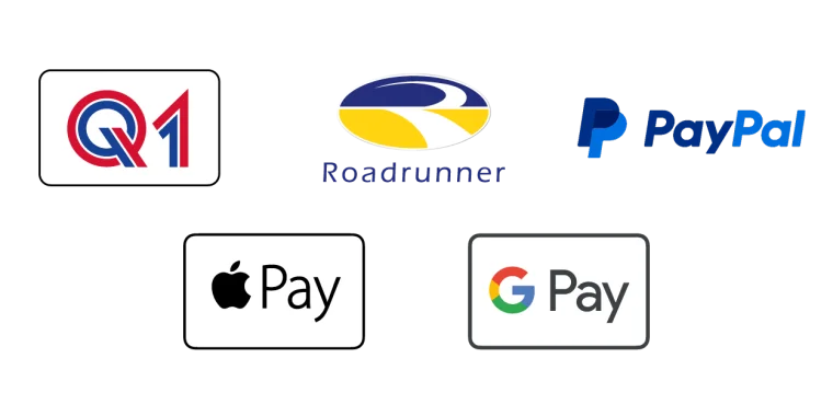 Akzeptierte Zahlungsmittel: Apple Pay, Google Pay, PayPal, Roadrunner, DKV, Q1 Card